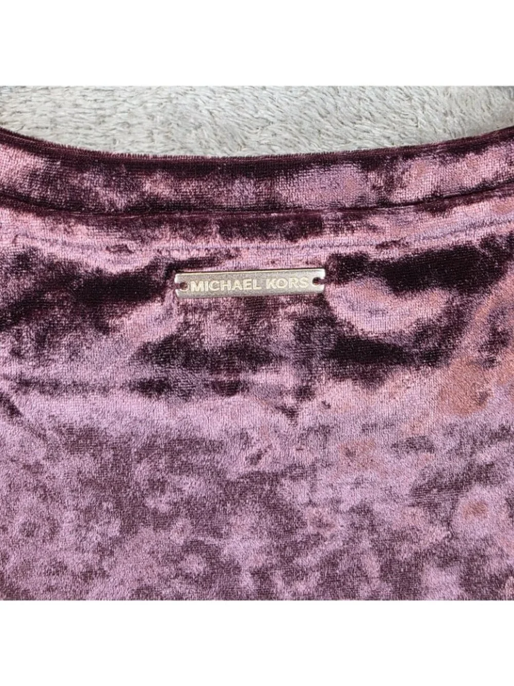 Michael Kors Dress Womens XS Purple Velvet Long Sleeve Bodycon Midi Party
